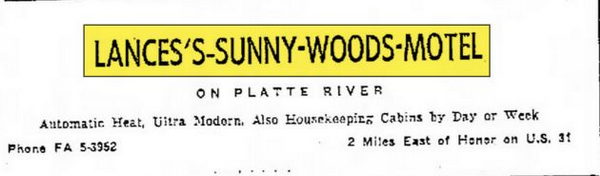 Sunny Woods Resort (Lances Sunny Woods Motel) - Aug 5 1958 Ad (newer photo)